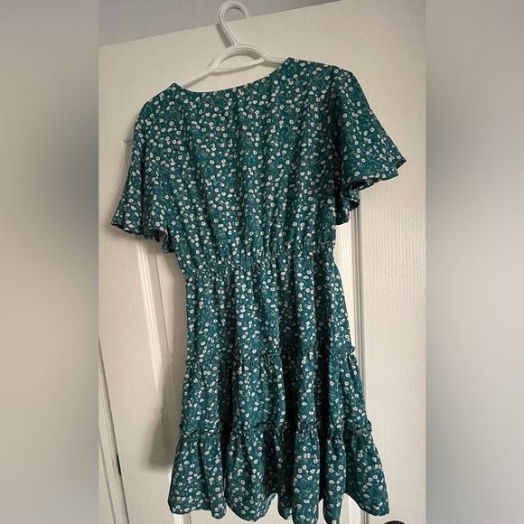 💖(2 for $15)💖 Ruffle Layered Teal Summer Mini Dress - Picture 3 of 5